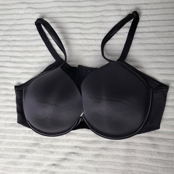 Olga Flirty 44D Black Underwire Bra Full Coverage Lightly Padded Support - Picture 2 of 5